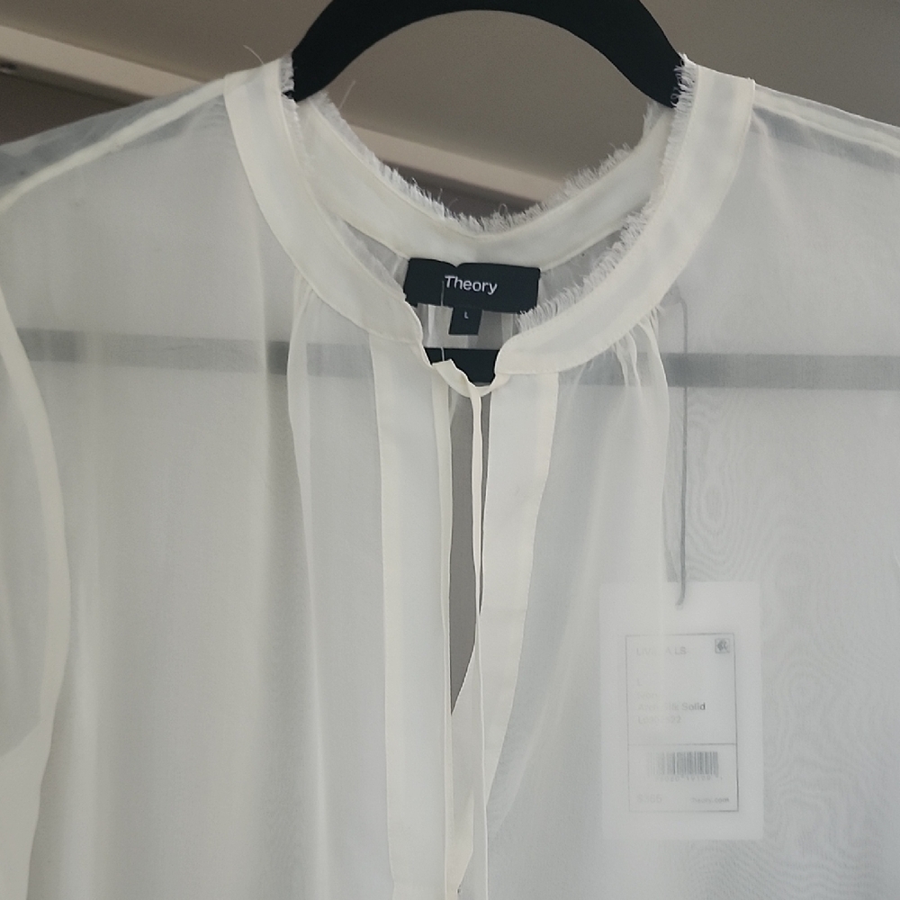 Theory Ivory Sheer Blouse